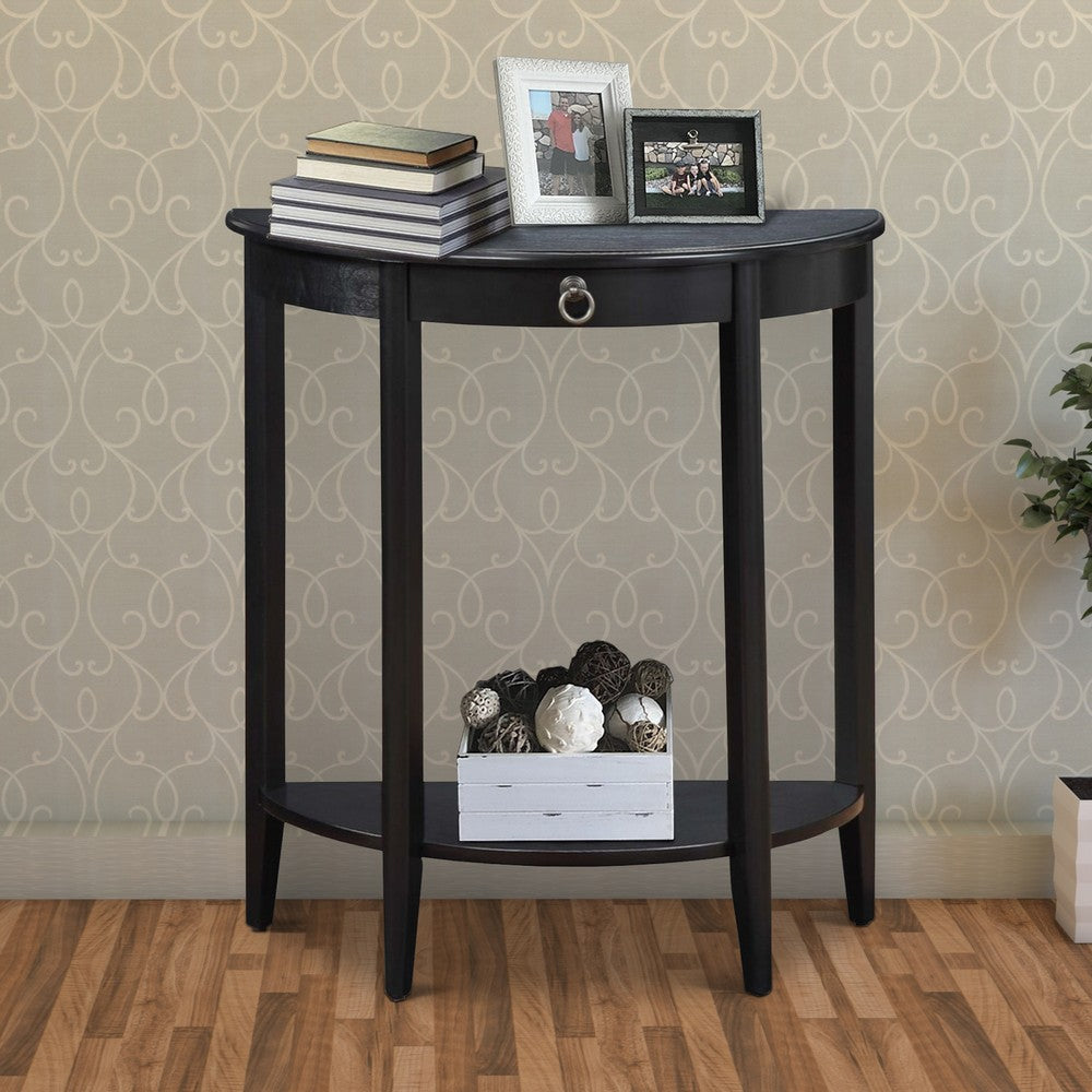 Half Moon Console Table | 1 Drawer | Black Finish