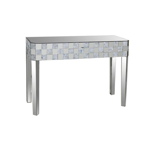 Frosted Chequered Pattern Console Table In Rectangular Shape, Clear