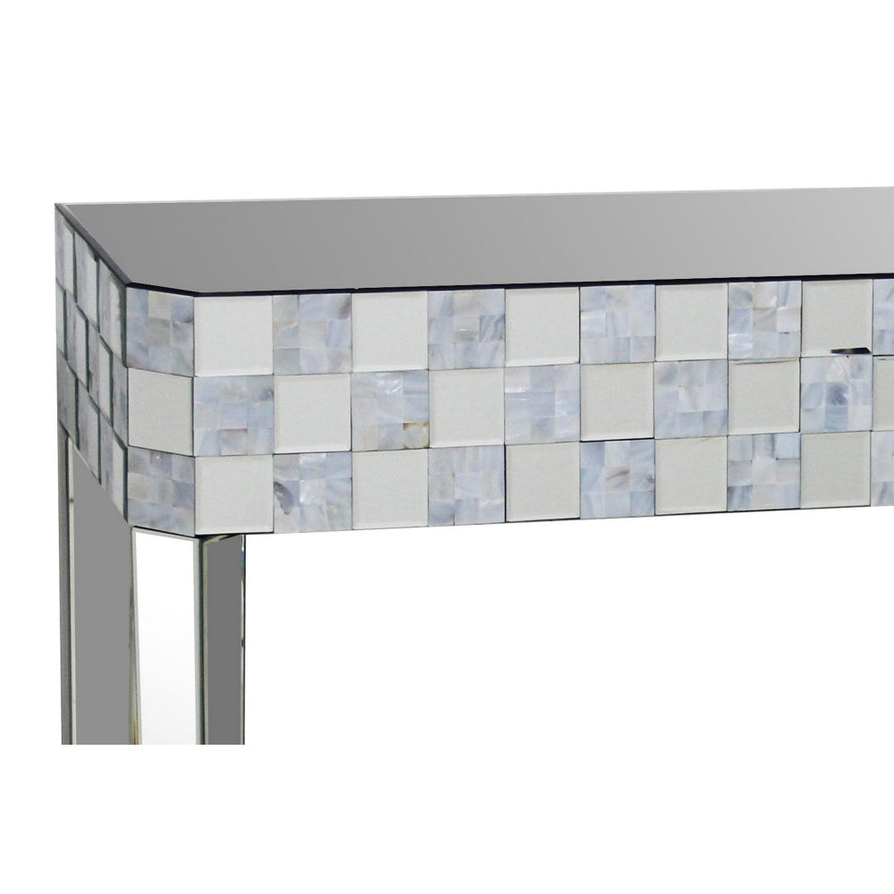 Frosted Chequered Pattern Console Table In Rectangular Shape Clear AMF-90244
