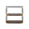 Rechange Glass Top Console Table Metal Tubular Framing and Wooden Shelves Black and Brown AMF-90319