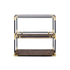 Rechange Glass Top Console Table Metal Tubular Framing and Wooden Shelves Black and Brown AMF-90319