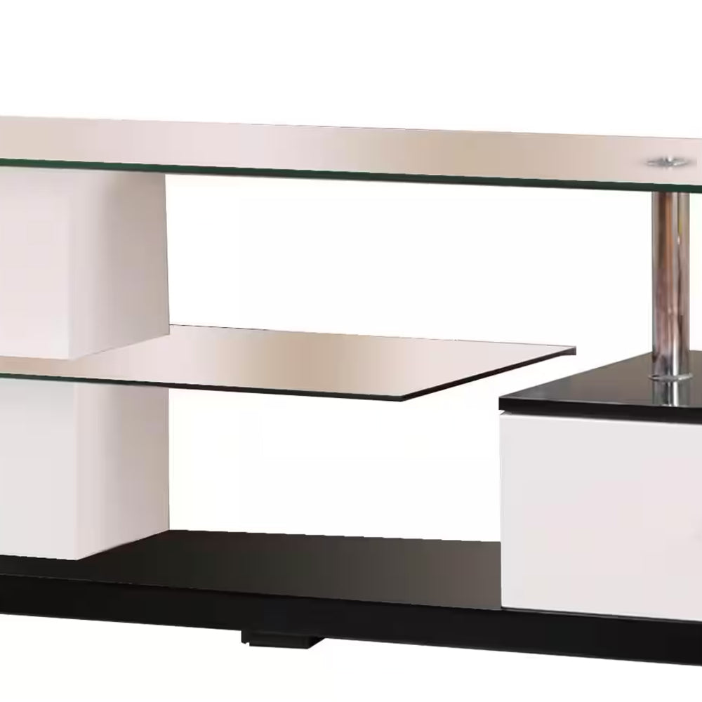 Affable TV Stand, White & Black By Casagear Home