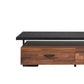 67"2-Drawer Metal and Wood TV Stand, Black and Brown