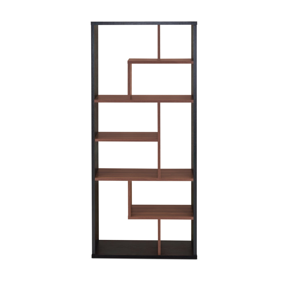 Wooden Rectangular Cube Bookcase, Natural Brown & Black-ACME