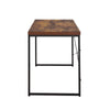 Rectangular Wooden Desk With Metal Base, Weathered Oak Brown And Black