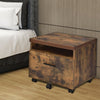 Wooden File Cabinet With Open Compartment And Drawer, Oak Brown And Black