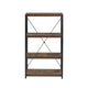 Four Tiered Metal Framed Wooden Bookshelf Weathered Oak Brown and Black - 92399 AMF-92399