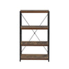 Four Tiered Metal Framed Wooden Bookshelf, Weathered Oak Brown and Black - 92399