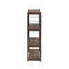 Four Tiered Metal Framed Wooden Bookshelf, Weathered Oak Brown and Black - 92399