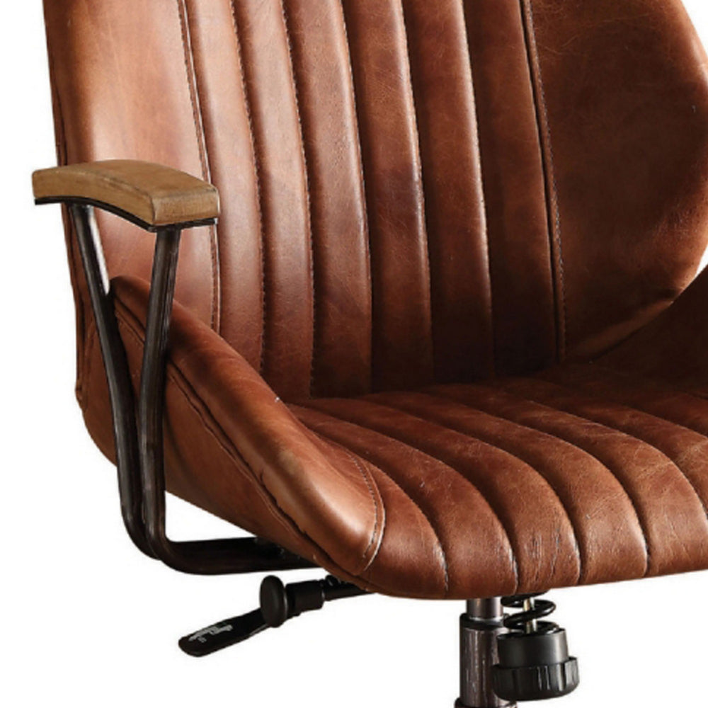 Metal & Leather Executive Office Chair Cocoa Brown-ACME AMF-92413