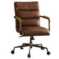 Metal & Top Grain Leather Executive Office Chair, Retro Brown-ACME
