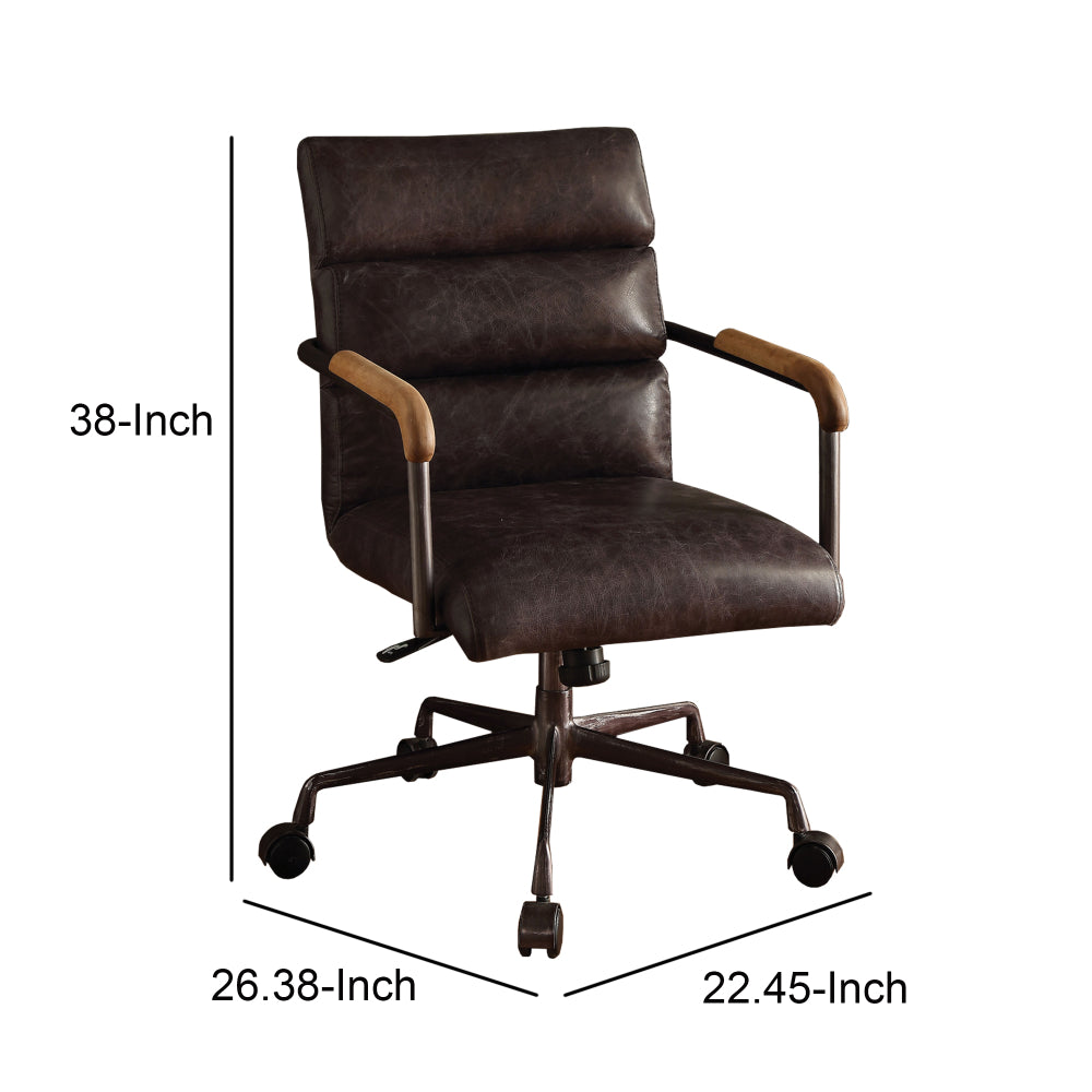 Metal & Leather Executive Office Chair, Antique Brown-ACME