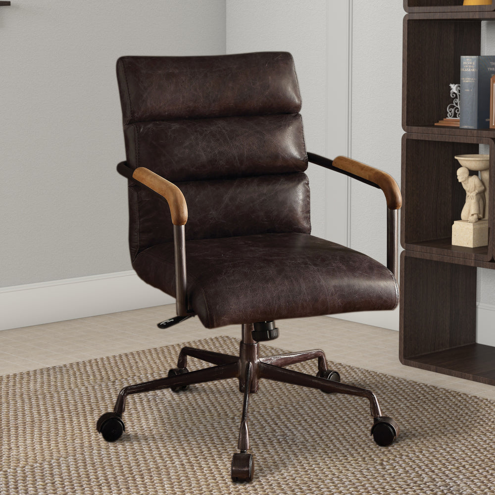 Executive Office Chair | Metal & Leather | Antique Brown