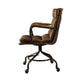 Metal & Leather Executive Office Chair, Vintage Whiskey Brown