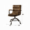 Metal & Leather Executive Office Chair, Vintage Whiskey Brown