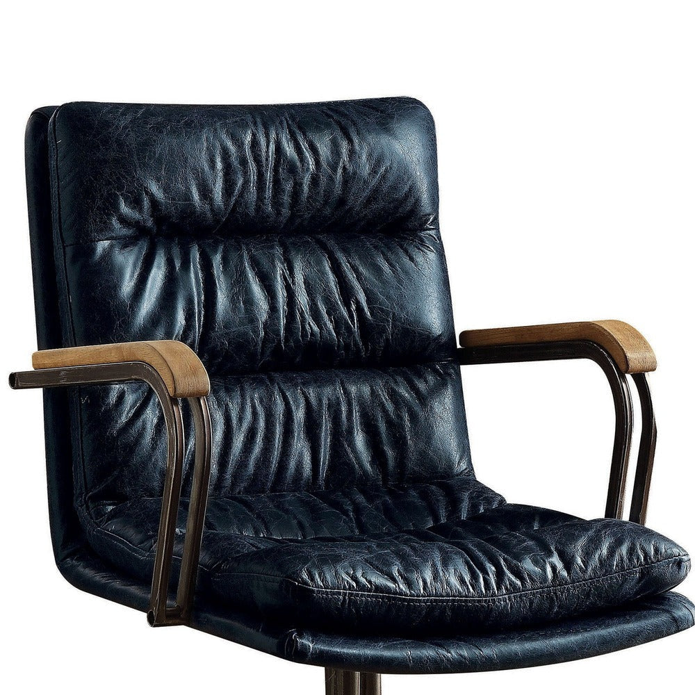 Metal & Leather Executive Office Chair Vintage Blue BM163562
