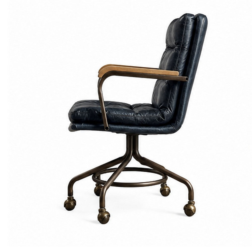 Executive Office Chair | Metal & Leather | Vintage Blue