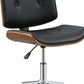 Wooden Back Armless Office Chair with Metal Star Base, Black and Brown