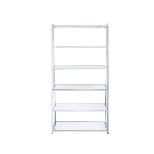 Bookshelf | Metal Frame | White High Gloss & Silver