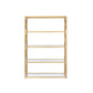 Glass & Metal Bookshelf With 5 Shelves, Clear Glass & Gold By Casagear Home