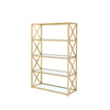 Glass & Metal Bookshelf With 5 Shelves, Clear Glass & Gold By Casagear Home
