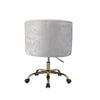 Swivel Velvet Upholstered Office Chair with Adjustable Height and Metal Base, Cream and Gold - 92517