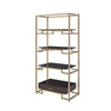 Wood and Metal Bookshelf with Shelves and Drawer Brown and Gold AMF-92787