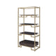 Wood and Metal Bookshelf with Shelves and Drawer Brown and Gold AMF-92787