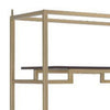 Wood and Metal Bookshelf with Shelves and Drawer, Brown and Gold