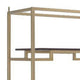 Wood and Metal Bookshelf with Shelves and Drawer, Brown and Gold