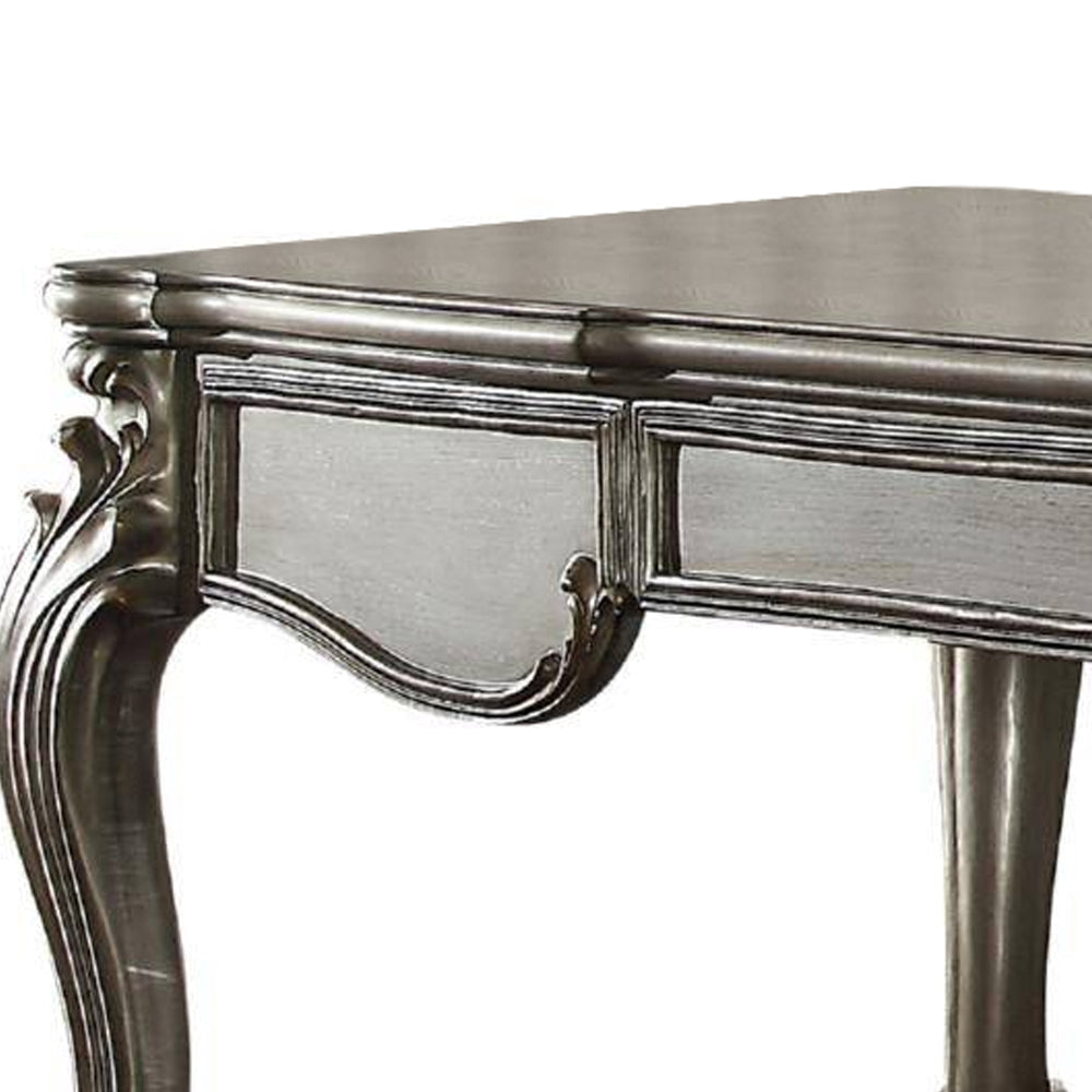 Three Drawer Executive Desk With Oversized Cabriole Legs Antique Silver AMF-92820