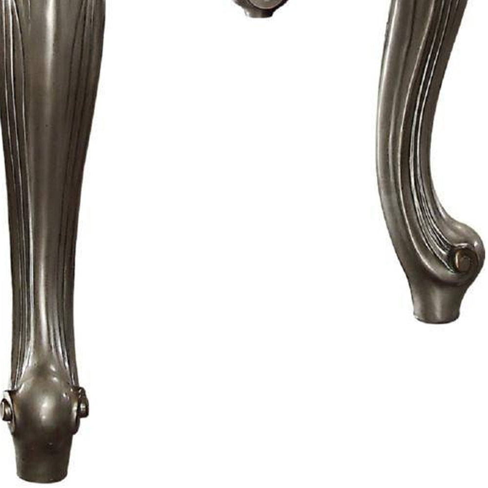 Three Drawer Executive Desk With Oversized Cabriole Legs Antique Silver AMF-92820