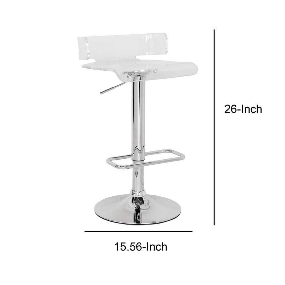 Acrylic and Metal Height Adjustable Stool with Swivel Base Chrome and Clear By ACME AMF-96260