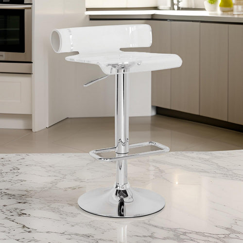 Adjustable Swivel Stool | Clear Seat | Chrome Base