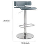 26 Inch Acrylic Adjustable Barstool Chrome Pedestal Base Gray AMF-96261