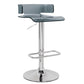 26 Inch Acrylic Adjustable Barstool Chrome Pedestal Base Gray AMF-96261