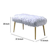 Modern Style Faux Fur Upholstered Metal Bench with Tapered Legs White and Gold AMF-96450