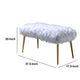 Modern Style Faux Fur Upholstered Metal Bench with Tapered Legs White and Gold AMF-96450