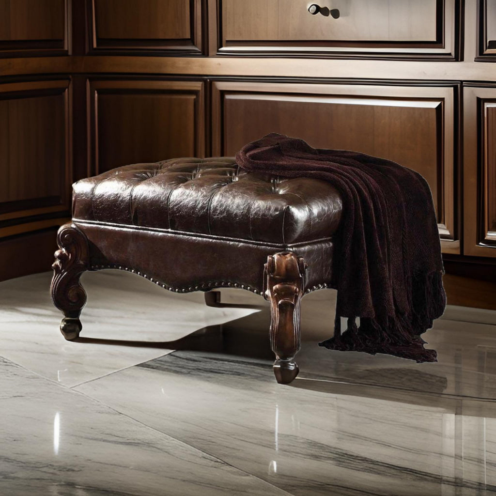 Majestic Ottoman 2-Tone Dark Brown & Cherry Oak-ACME AMF-96538