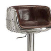 Comfy Adjustable Stool with Swivel, Vintage Brown & Silver By ACME