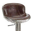 Leatherette Adjustable Metal Frame Stool with Swivel, Brown and Silver By Casagear Home
