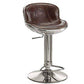 Leatherette Adjustable Metal Frame Stool with Swivel, Brown and Silver By Casagear Home