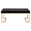 40" Modern Bench with Metal Base and Cushioned Seat, Black and Gold By ACME