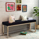 Modern Art Bench | Black Fabric & Gold Finish