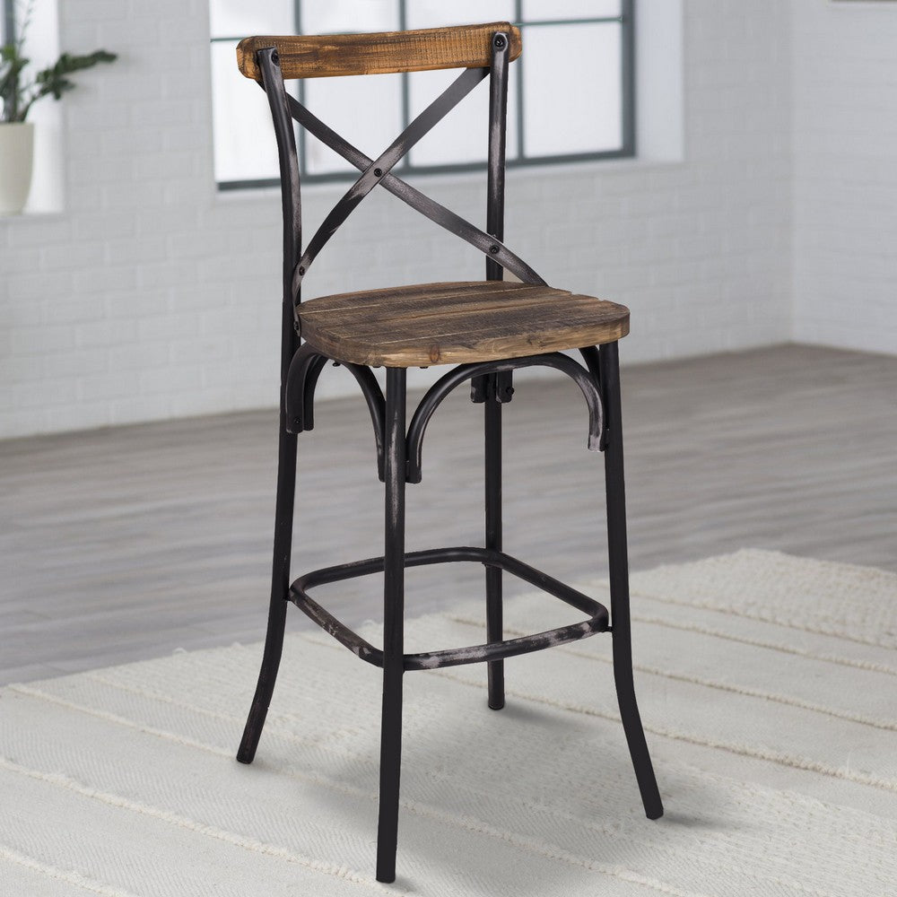 Zaire Bar Chair Walnut & Antique Black By ACME AMF-96640