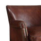 Leather Upholstered Accent Chair With Nail head Trim, Dark Brown