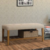 Wood Foyer Bench | Beige & Oak Finish