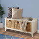 Wood Foyer Bench | Storage Basket | White Finish
