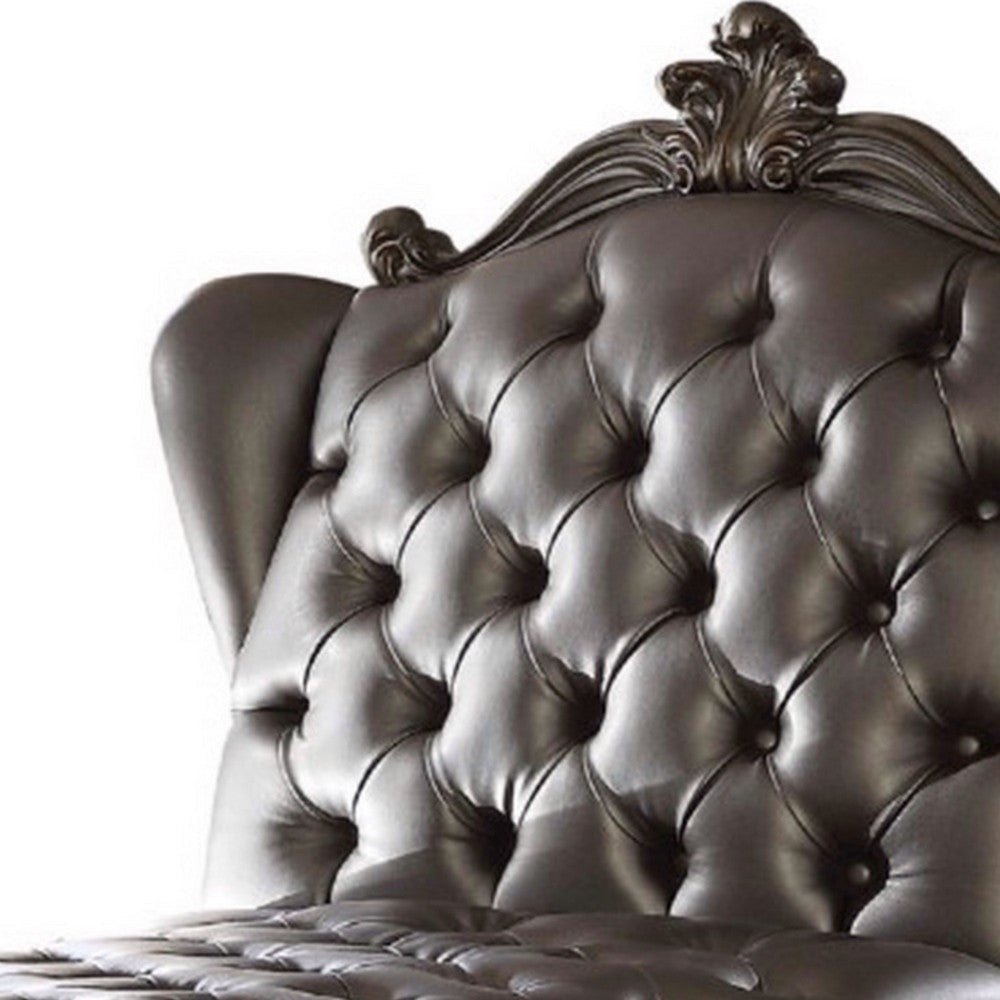 Wooden Chaise Lounge with Wingback Antique Platinum & Silver AMF-96825