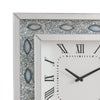 Square Shaped Wall Clock with Faux Agate Stones, Silver